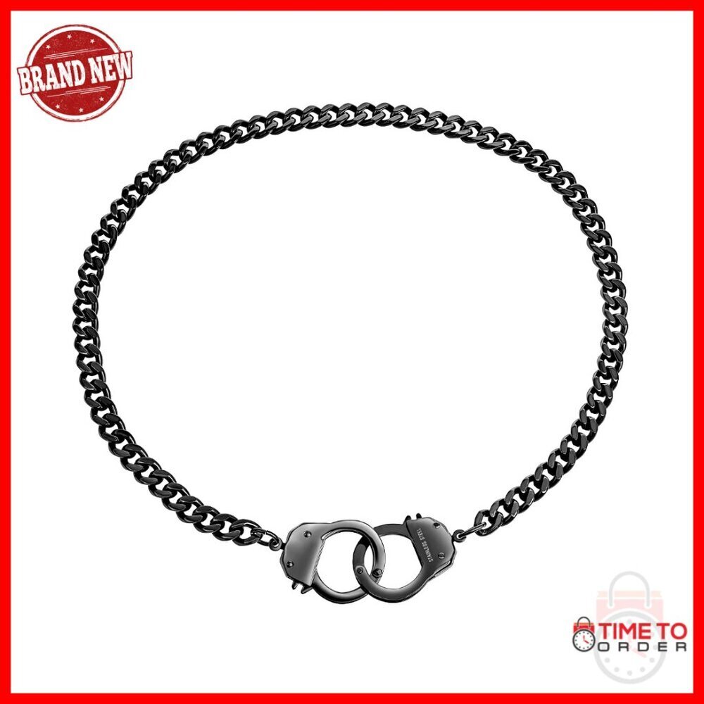 Large Statement Handcuff Chain Necklace Stainless Steel 20 Inch